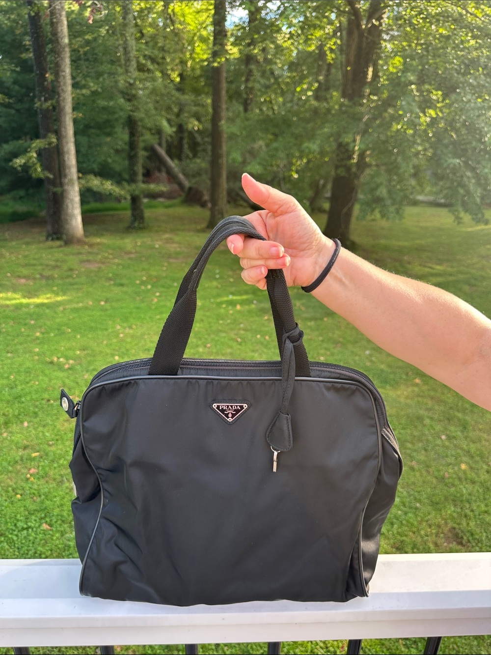 PRADA Tessuto Nylon Black Business Tote Bag Authentic with Silver Hardware - Picture 2 of 16